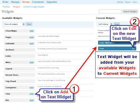 Image of adding a text widget