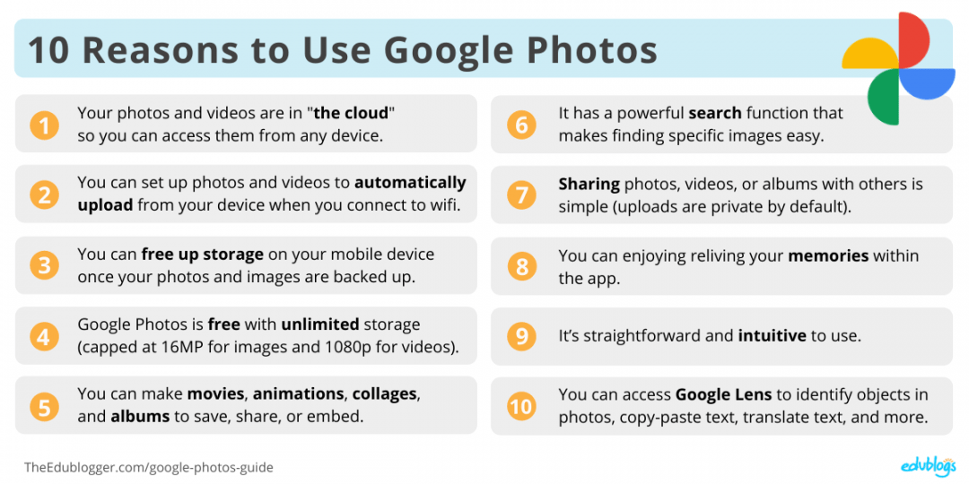 Benefits of Google Photos Summary