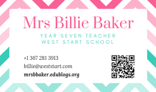 Eg of a teacher business card made with Canva The Edublogger